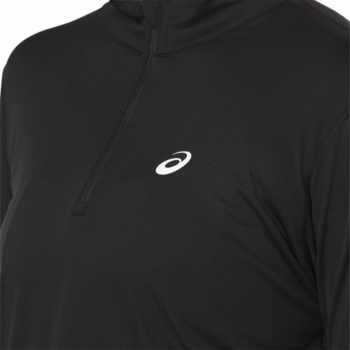 Asics Silver Long Sleeve 1/2 Zip Top Performance Black